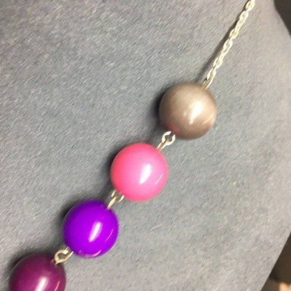 Star Beaded Necklace As Is Pink Pearl Purple Enamel Beige Silver Chain Barbie - Picture 7 of 10